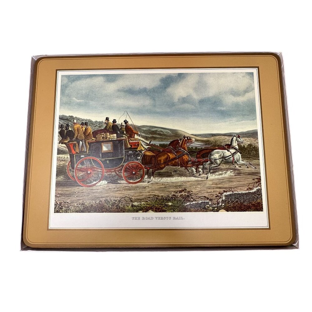 Pimpernel Stage Coach Cork Placemats Charles Cooper Old West Art 15x12 READ
